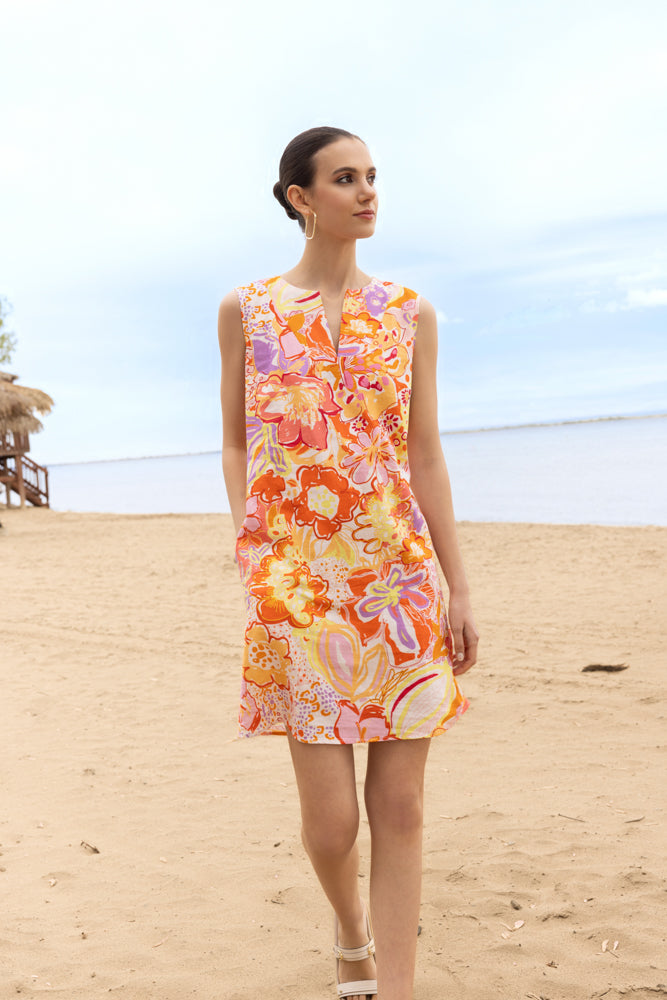 Orange Floral Dress - A47250