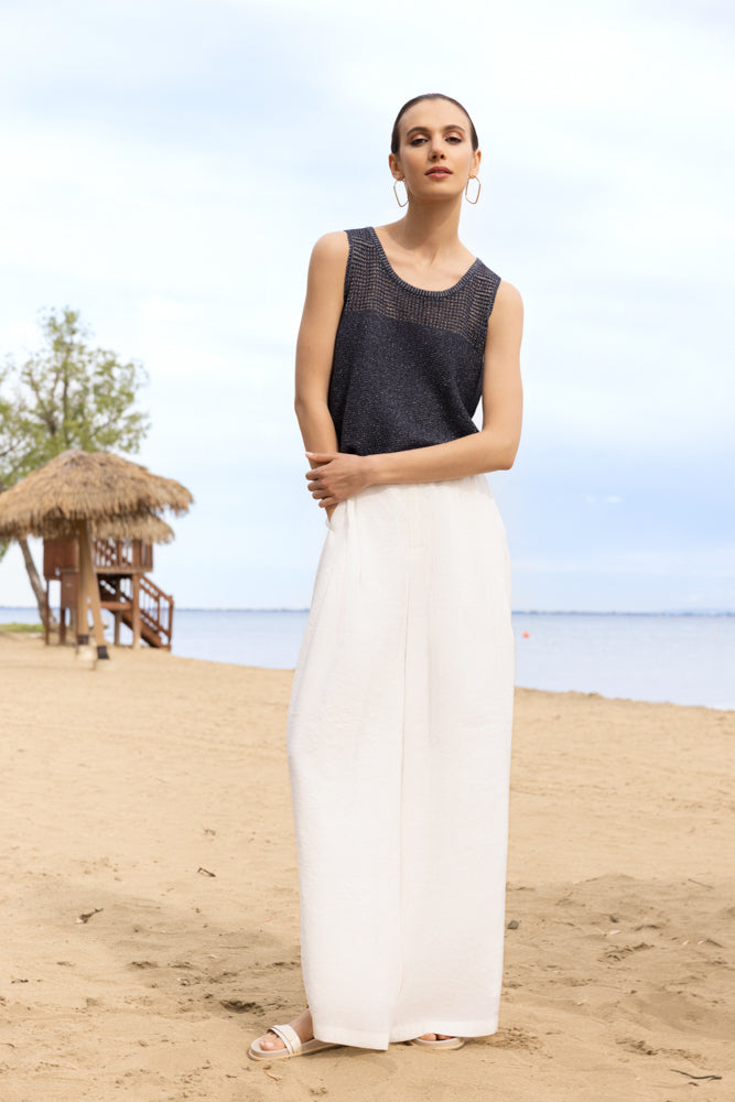 White Wide Leg Trousers - A47260