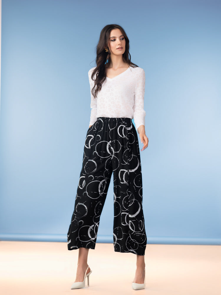 Black Circle Print Pants - A47608