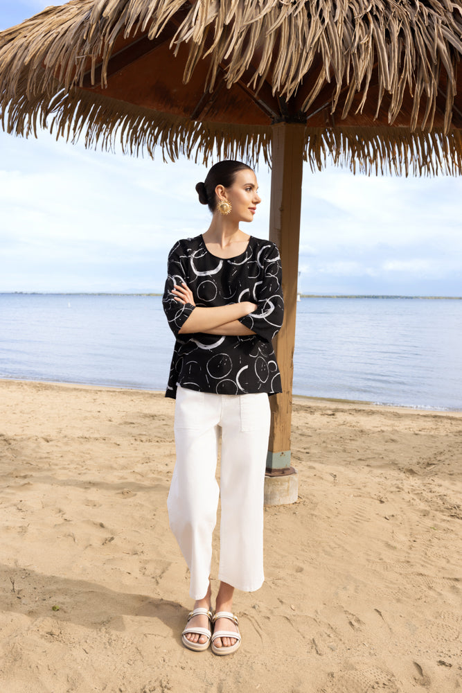 Black Circle Print Top - A47607