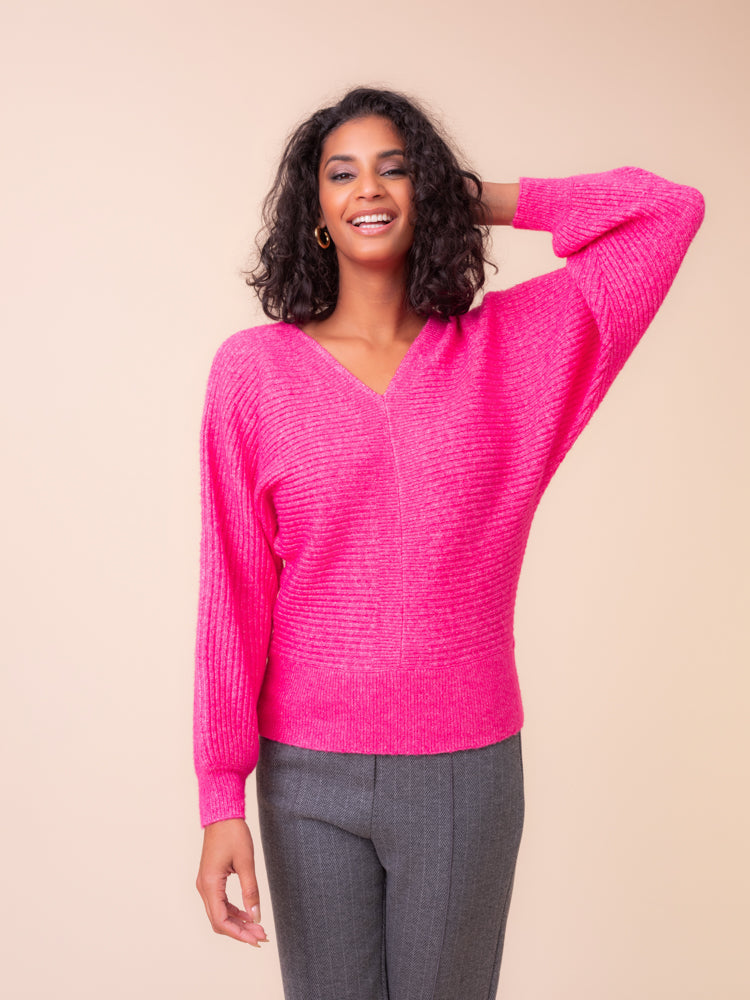 Fuchsia Ribbed Sweater - A48022