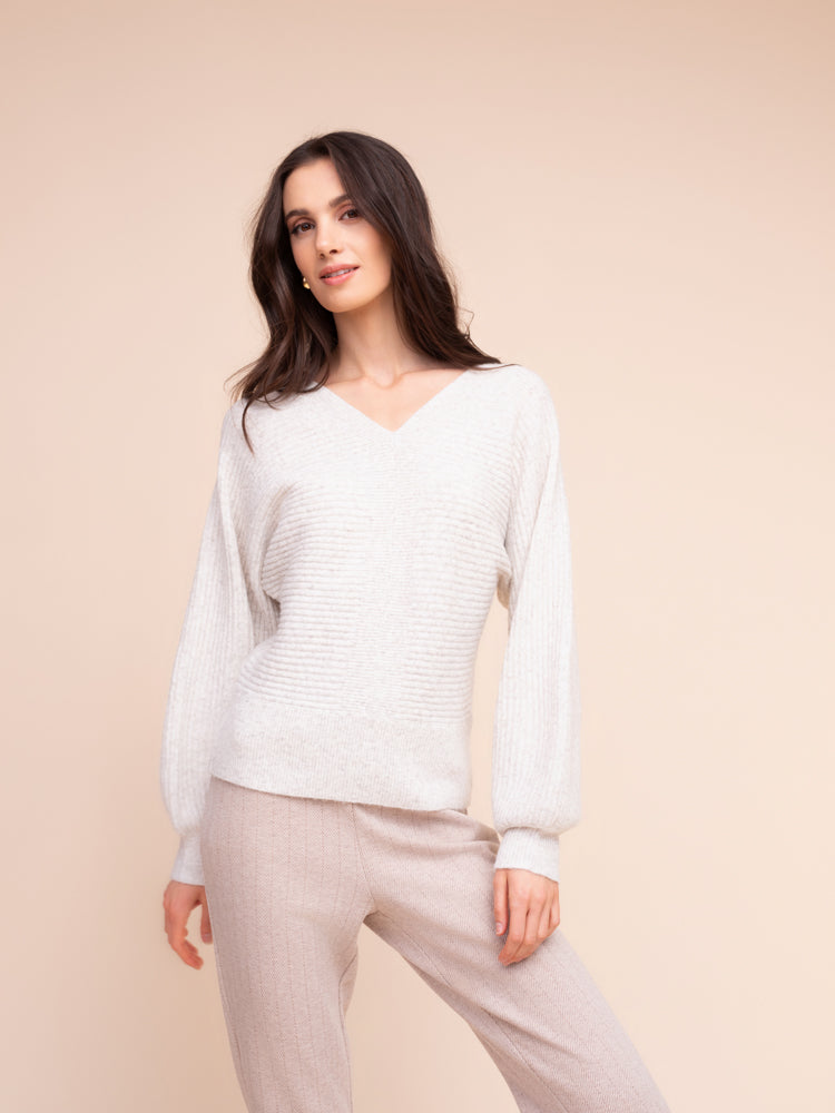 Oatmeal Ribbed Sweater - A48022