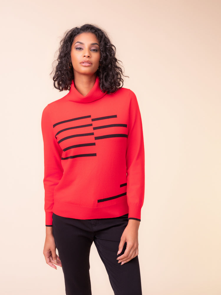 Red & Black Stripe Sweater - A48043