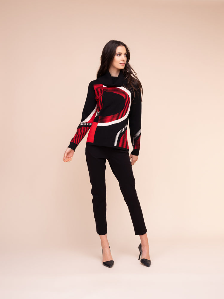Black & Red Abstract Sweater - A48070
