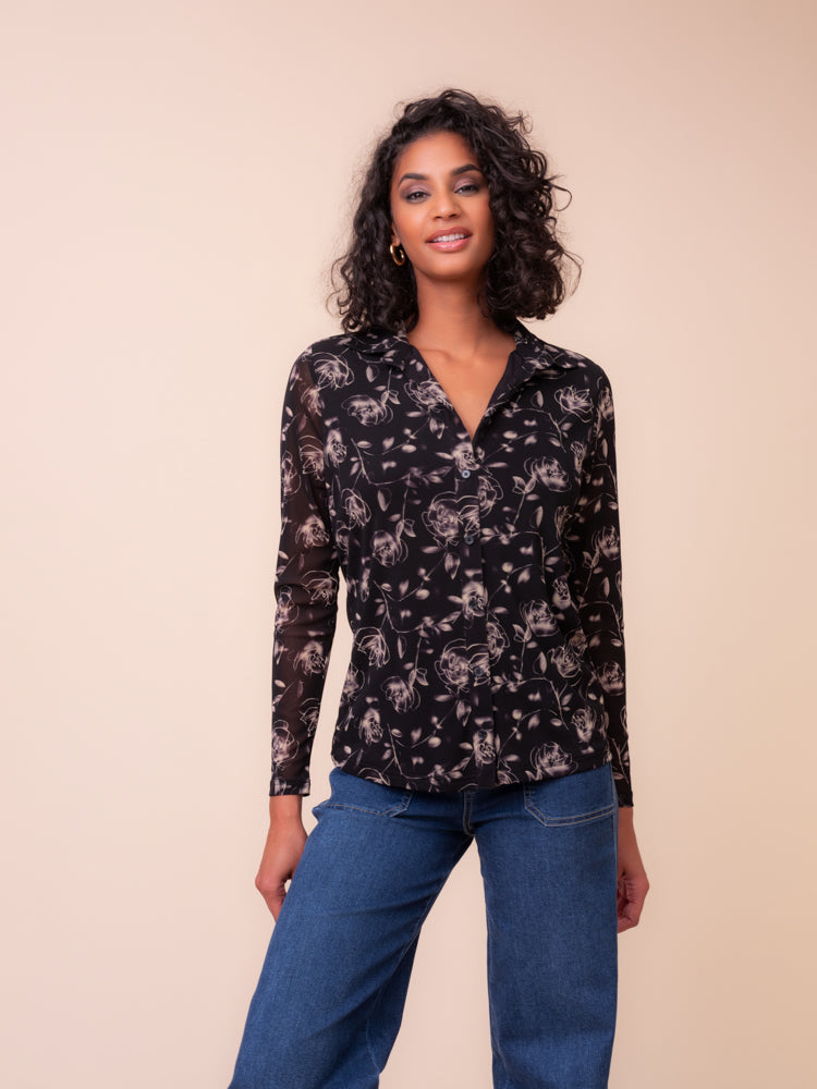 Black Print Shirt - A48073