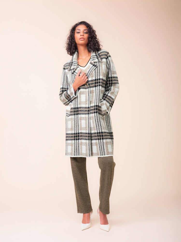 Beige Check Cardigan Jacket - A48125