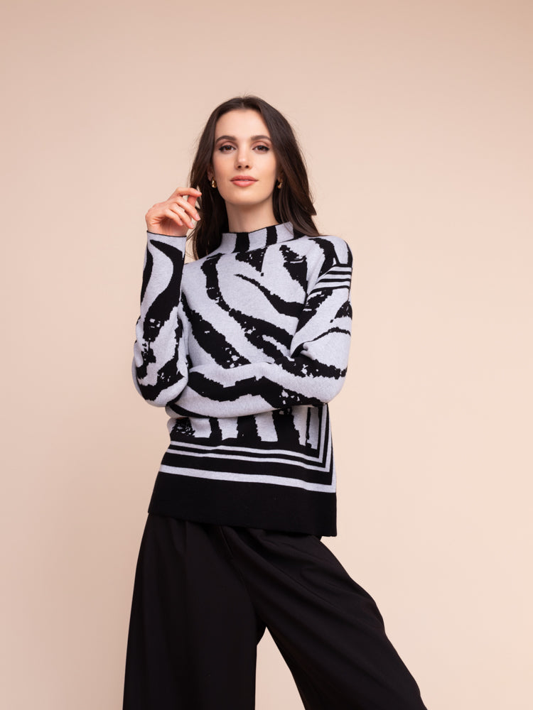 Black & Grey Zebra Sweater - A48243