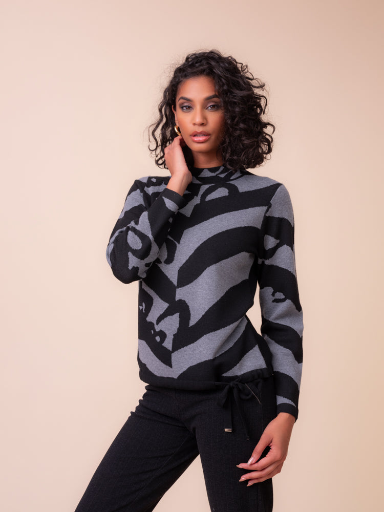 Grey Abstract Design Sweater - A48248