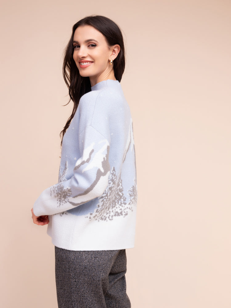Blue Mountain Scene Sweater - A48302