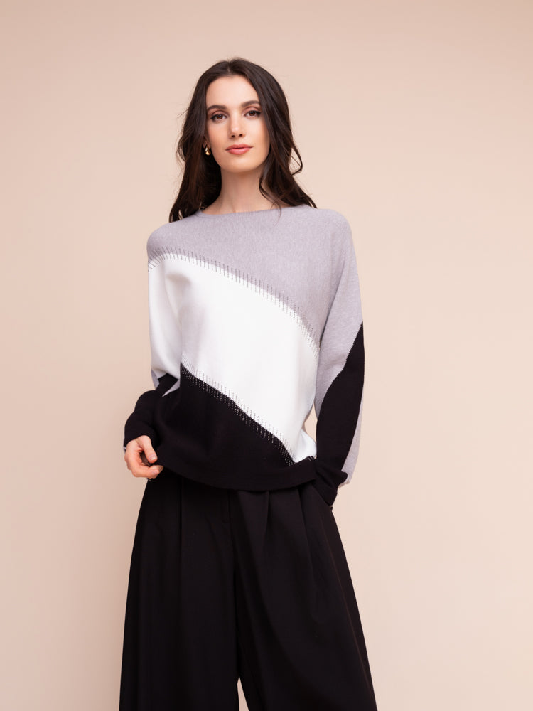 Grey Block Colour Sweater - A48400