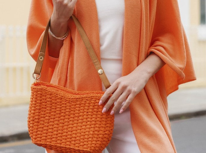 Orange Woven Tote Bag - BAG63