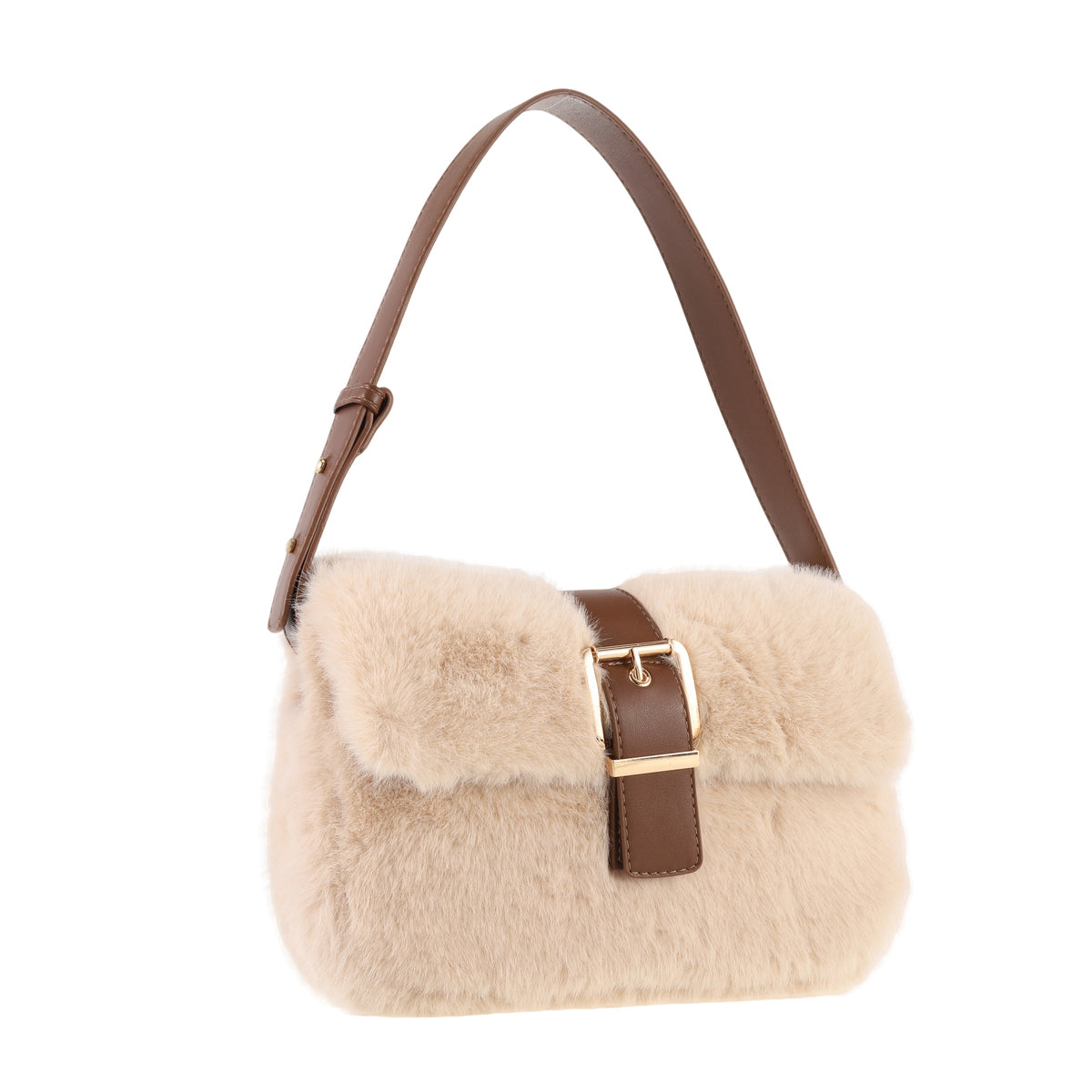 Linen Faux Fur Small Bag - BAG93