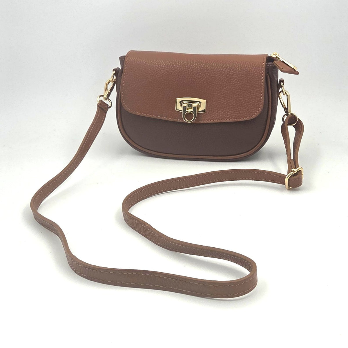 Brown & Tan Leather Handbag - BAGCZ004