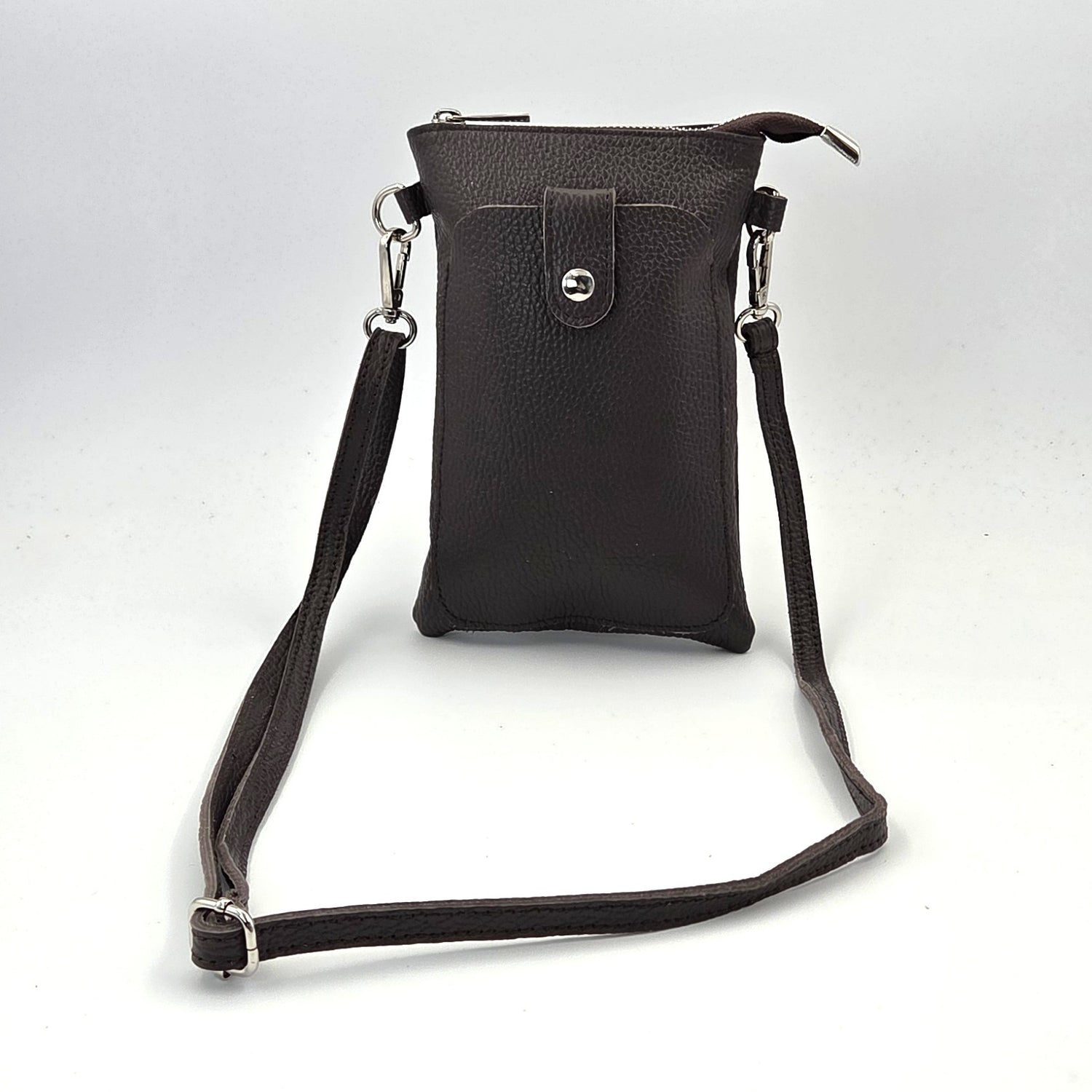 Chocolate Leather Phone Bag - G003