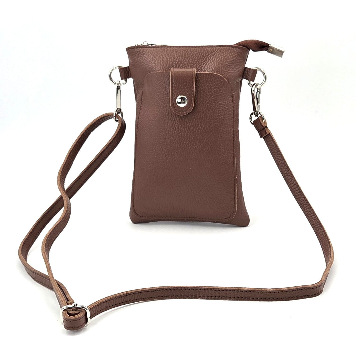 Dark Tan Leather Phone Bag - G003