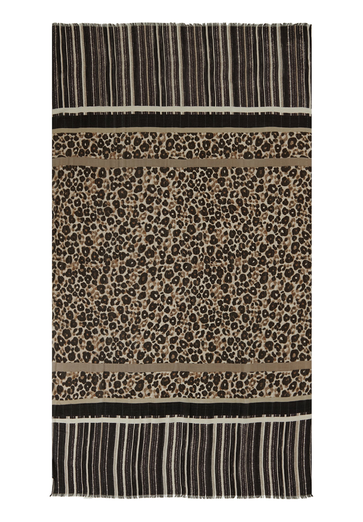 Taupe Animal & Stripe Print Scarf - 3473