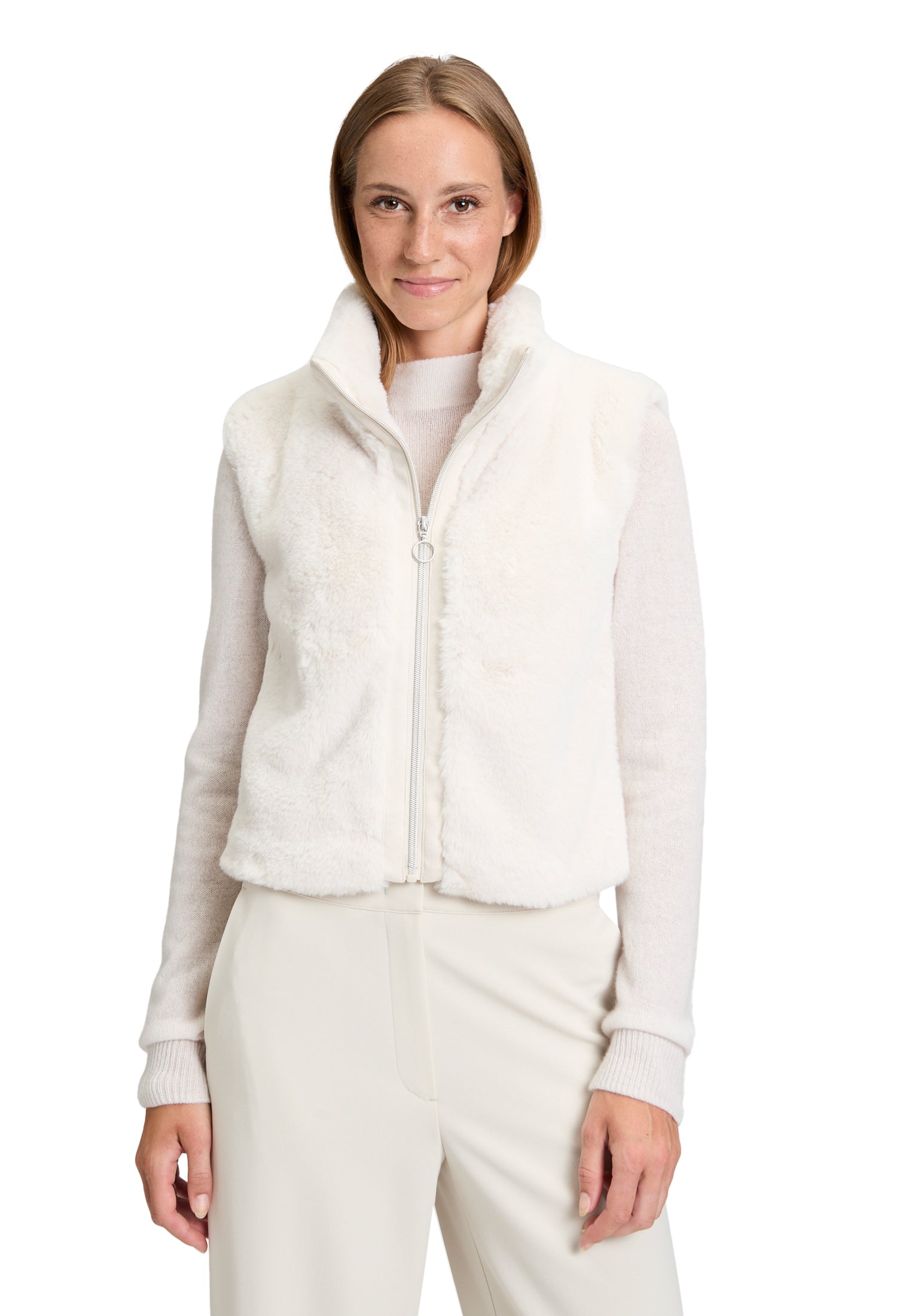 Pastel Sand Faux Fur Gilet - 7241