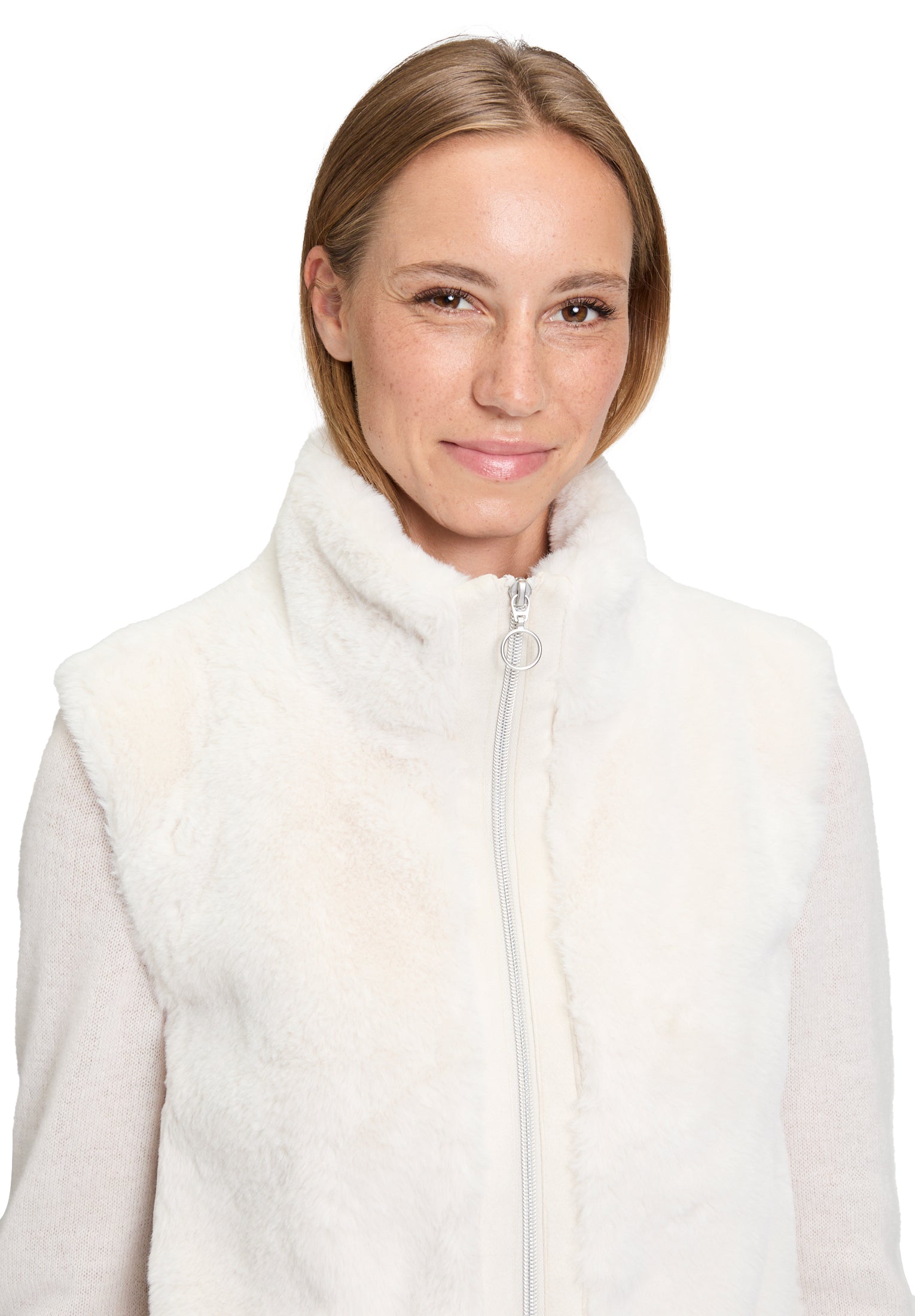 Pastel Sand Faux Fur Gilet - 7241