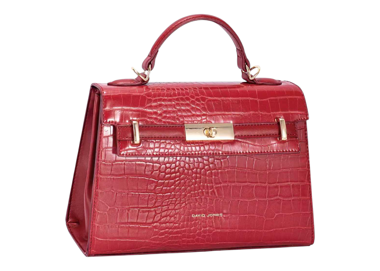 Lipstick Red Faux Croc Bag - CM7693-1