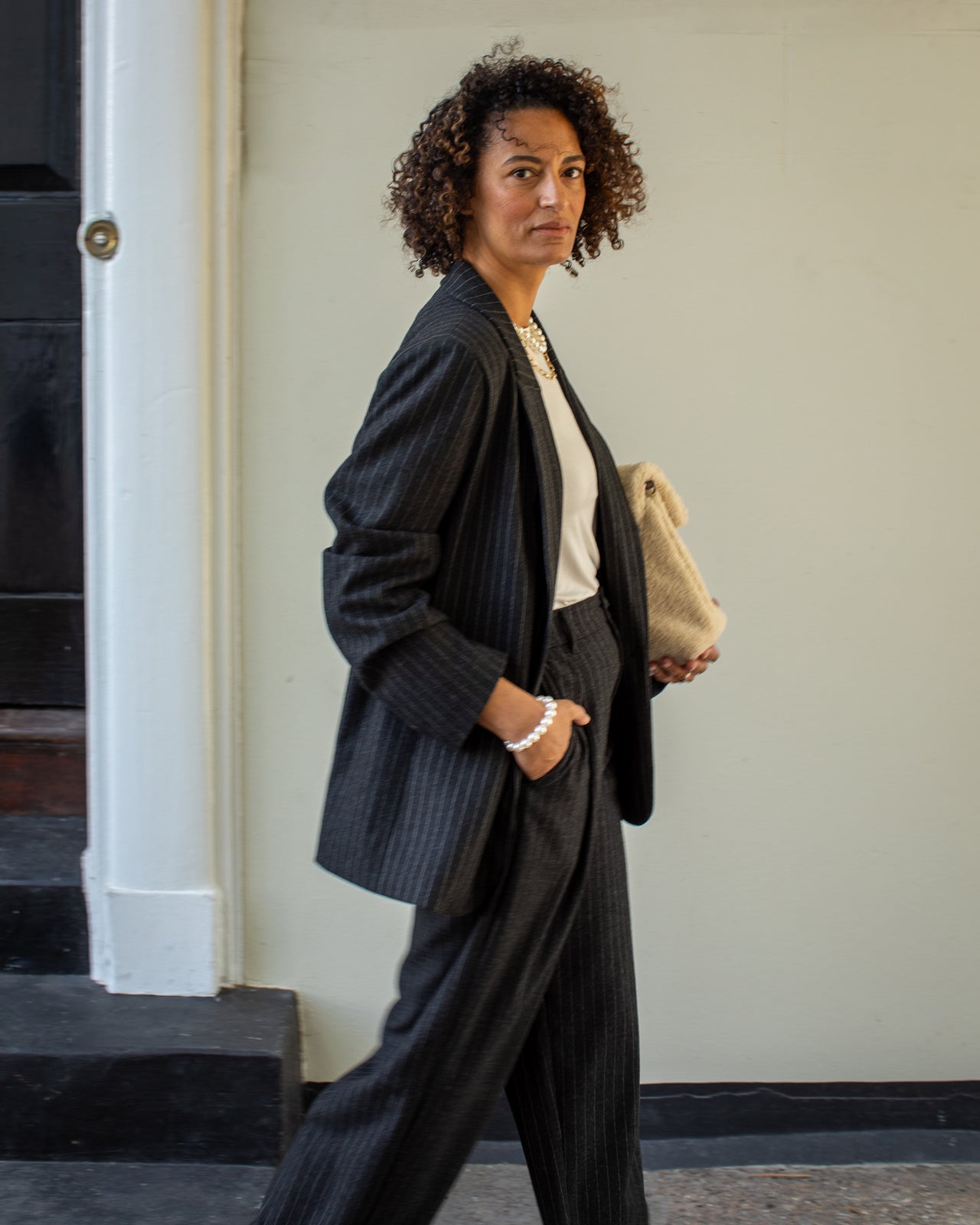 Drew Dark Charcoal Pinstripe Blazer
