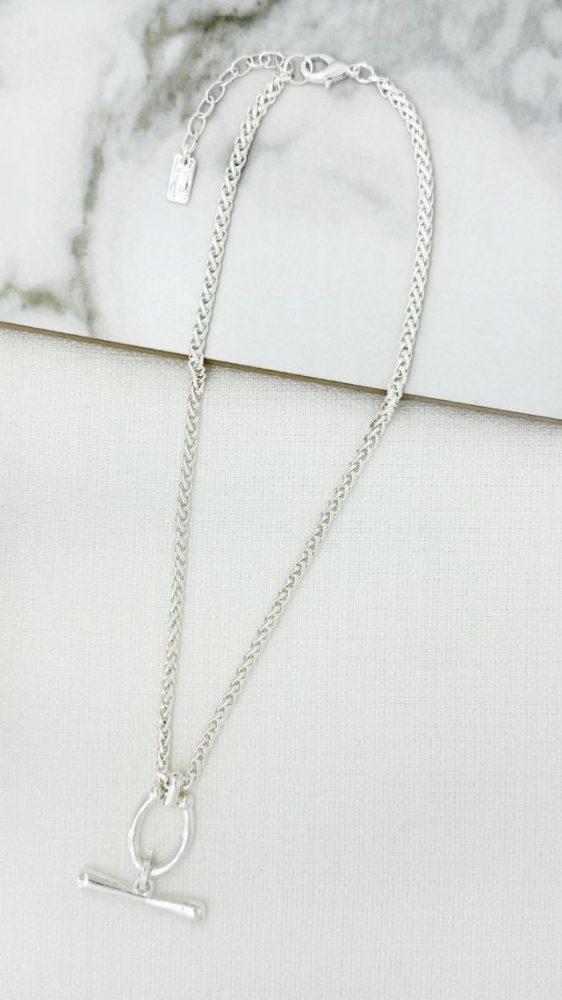 Silver T-Bar Pendant Necklace - 4865