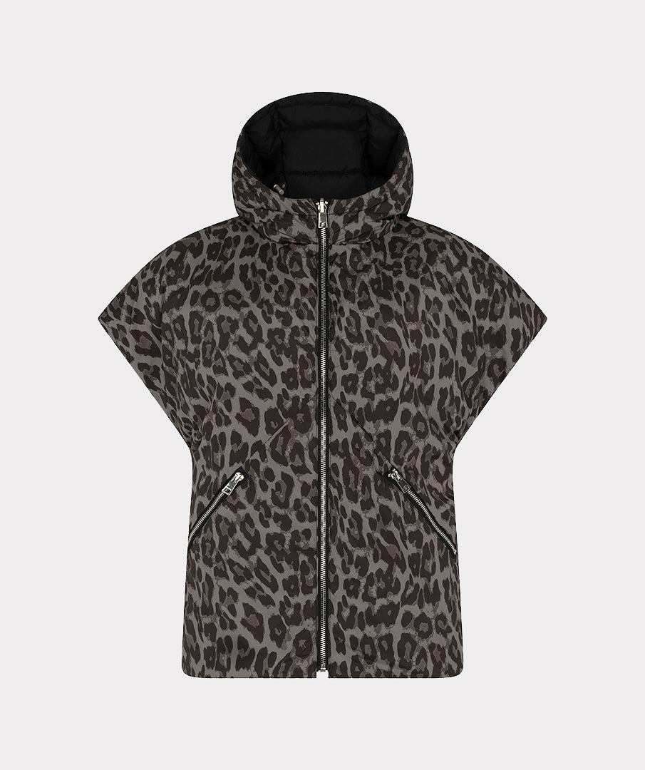 Black Leopard Reversible Poncho - 37511
