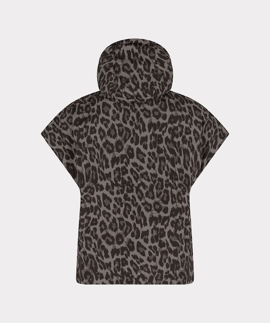 Black Leopard Reversible Poncho - 37511