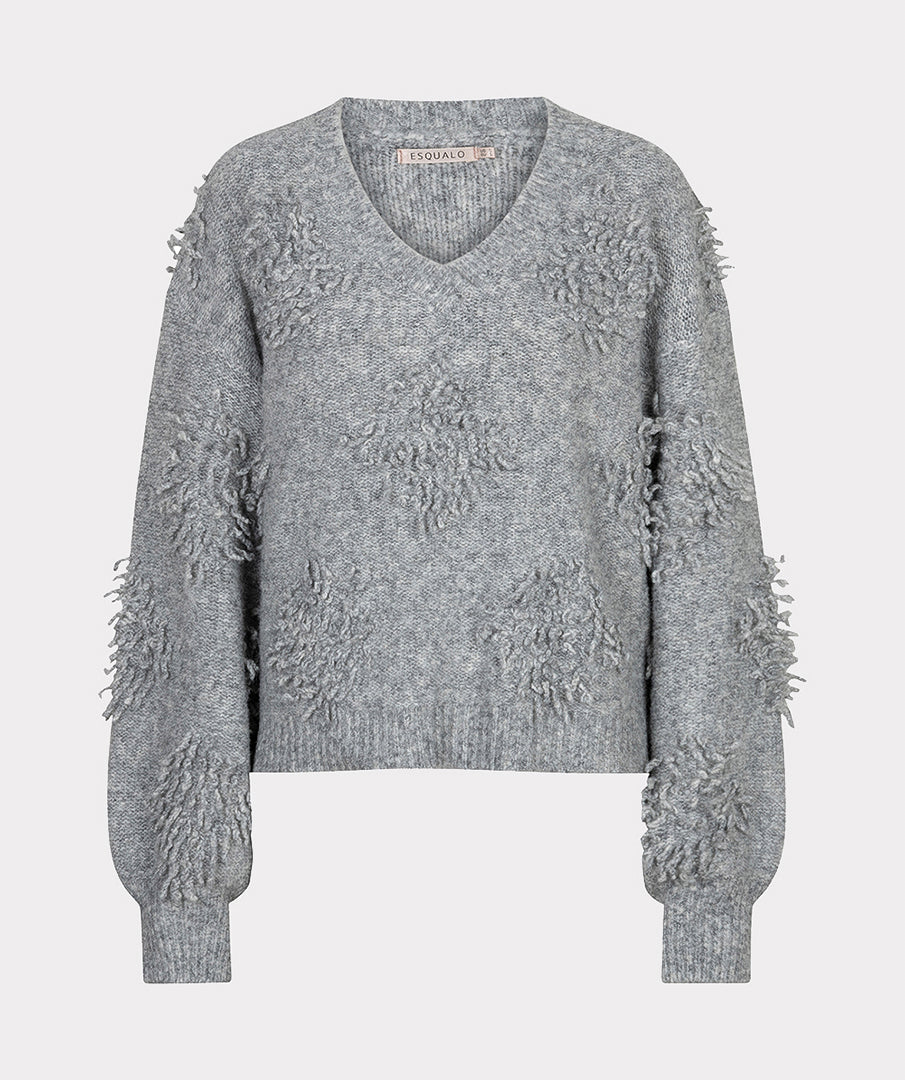 Grey 3D Fringe Sweater - 02518