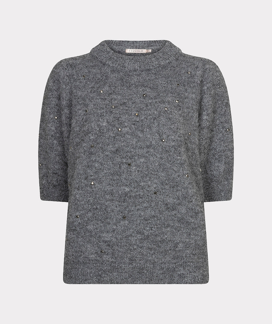 Grey S/Sleeve Diamond Sweater - 03504