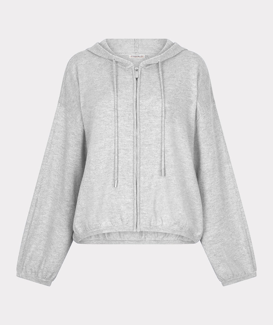 Light Grey Hooded Cardigan - 07519