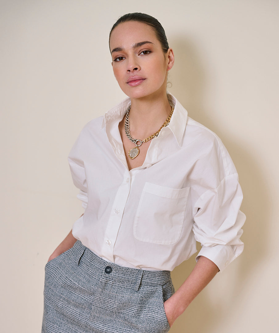 White Poplin Shirt - 10532