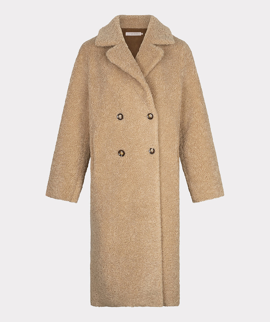 Sand Long Faux Fur Coat - 37517