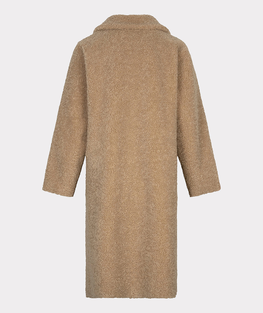 Sand Long Faux Fur Coat - 37517