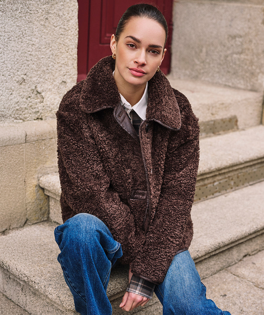 Cacao Shearling Style Jacket - 37512