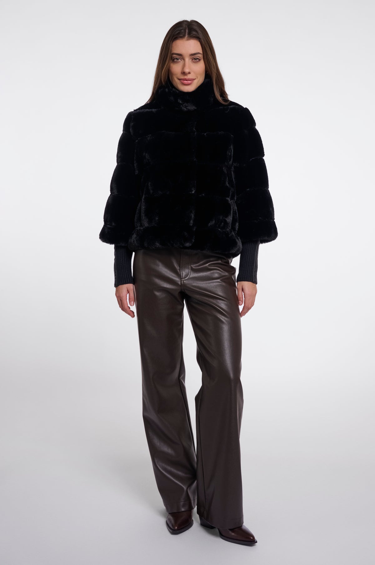 Feline Black Faux Fur Jacket - 7002611