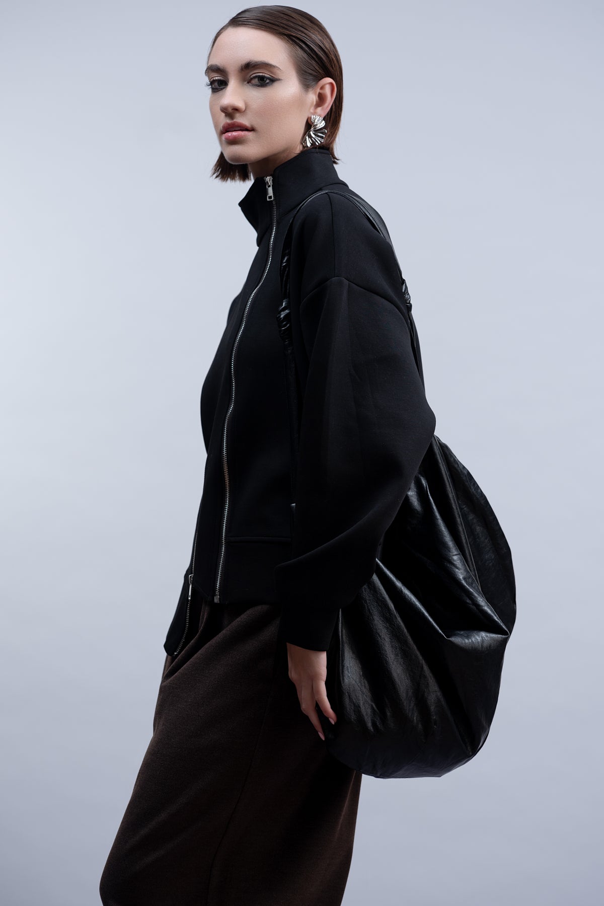 Black Asymmetric Zip Jacket - H2048