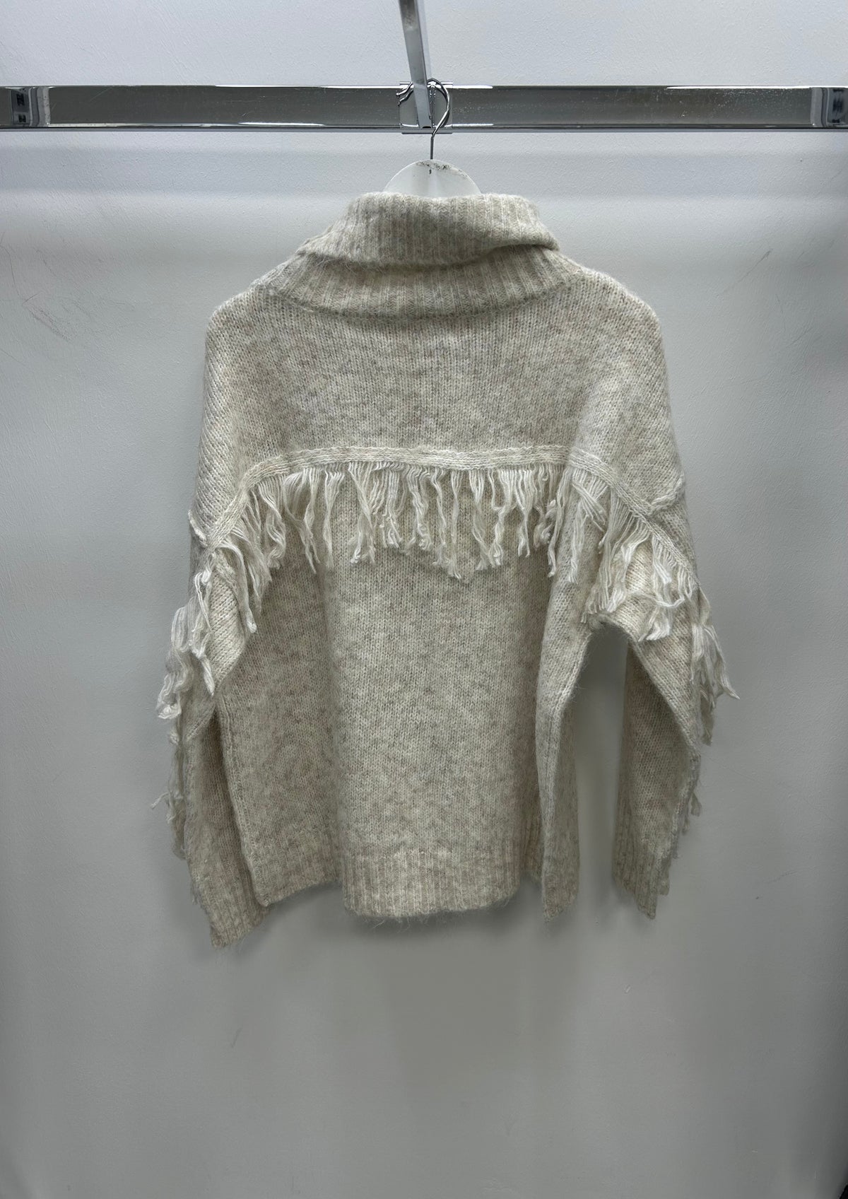 Stone Turtleneck Fringe Sweater - SWF11734