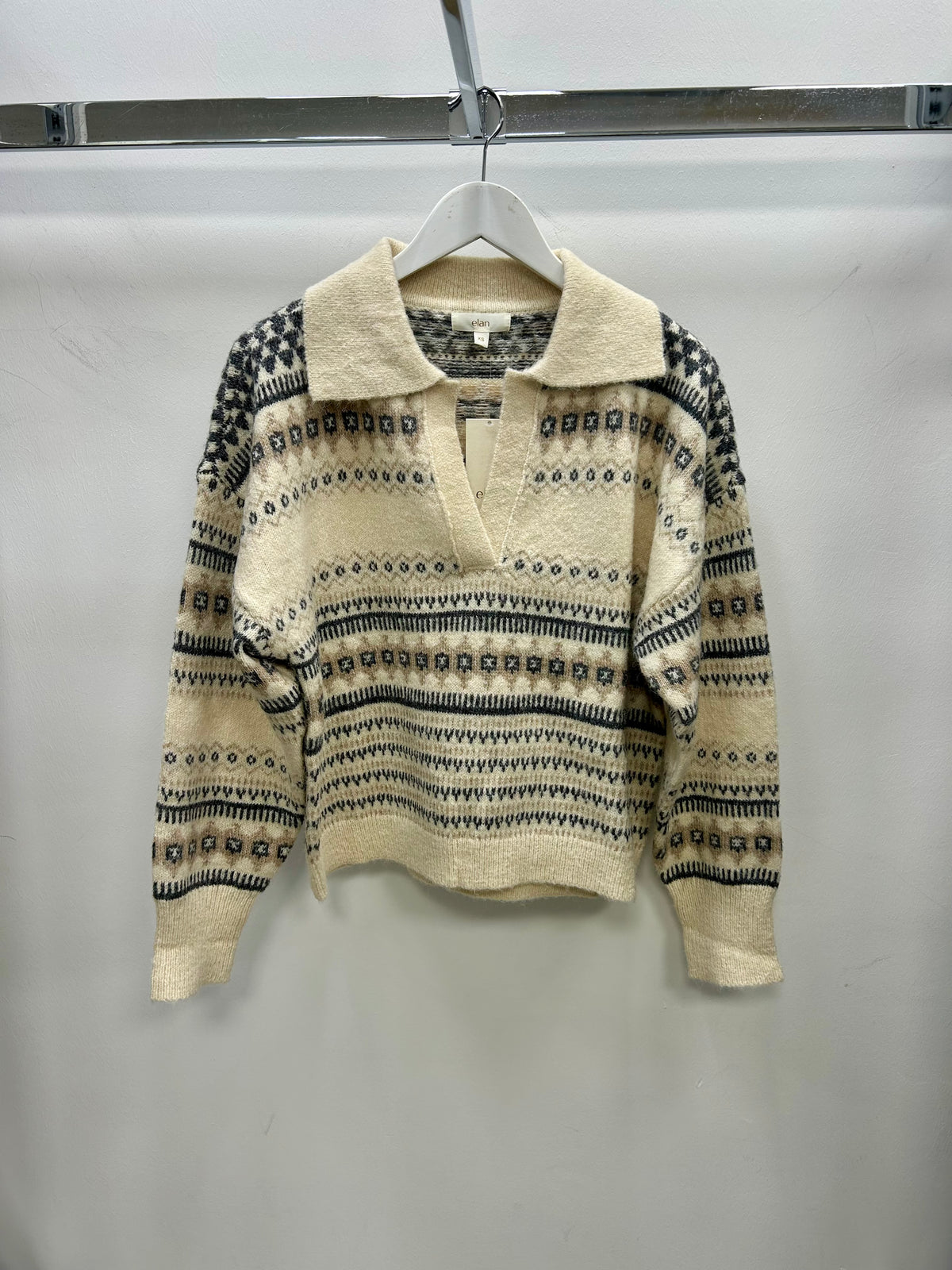 Off White V Neck Collar Sweater - SWP11733