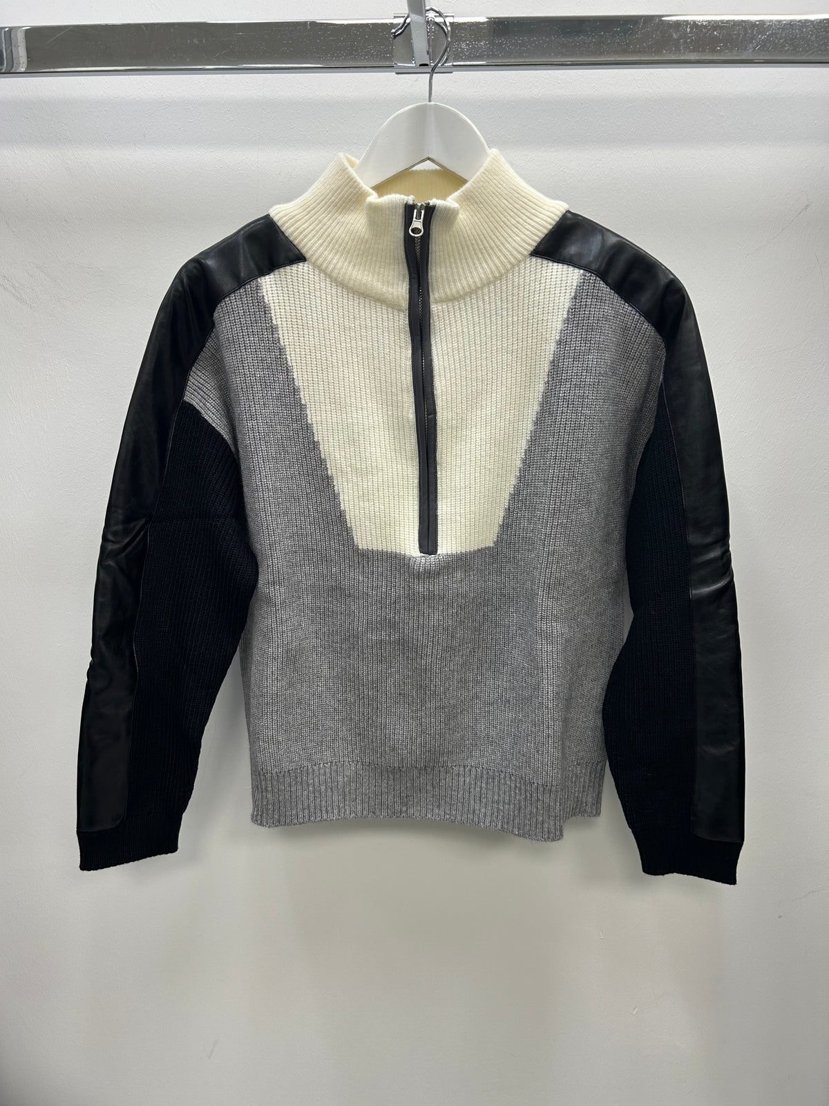 Grey Combi 1/4 Zip Sweater - SWB11476