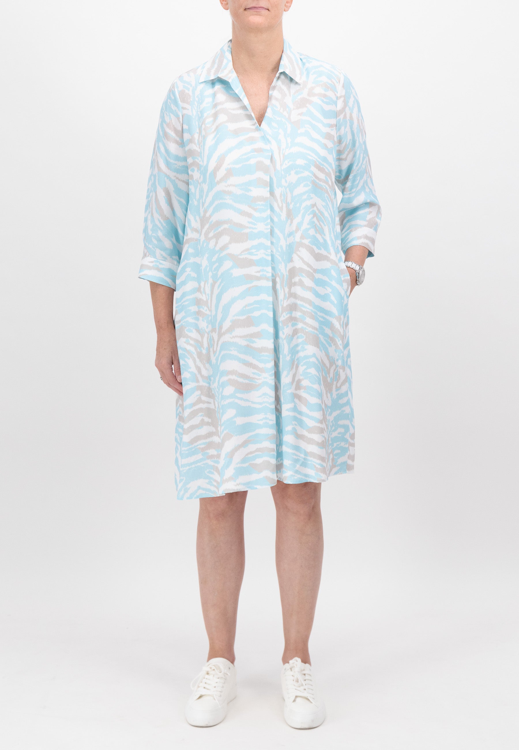 Aqua Patterned Dress - J4289