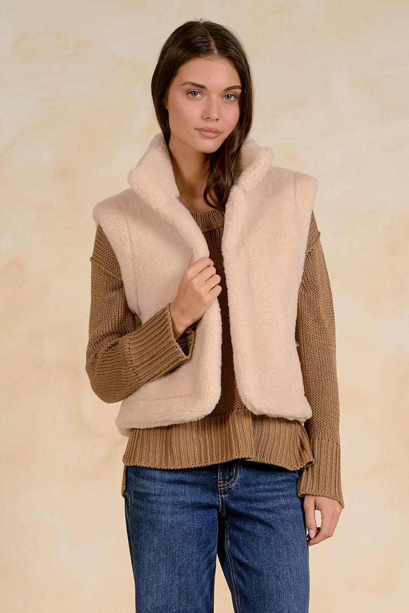 Mocha Shearling Style Vest - JK8280