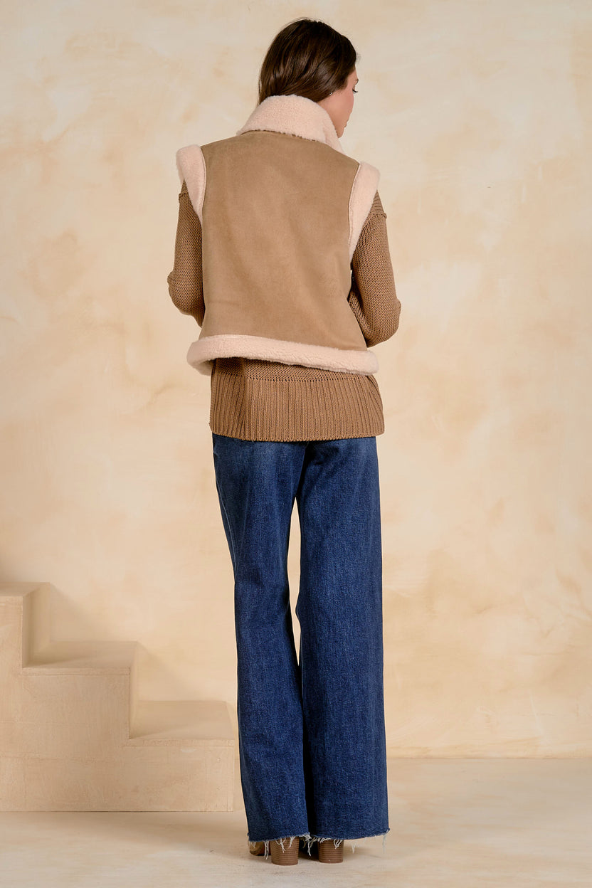 Mocha Shearling Style Vest - JK8280