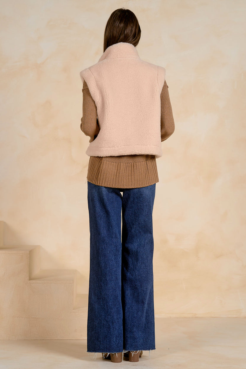 Mocha Shearling Style Vest - JK8280