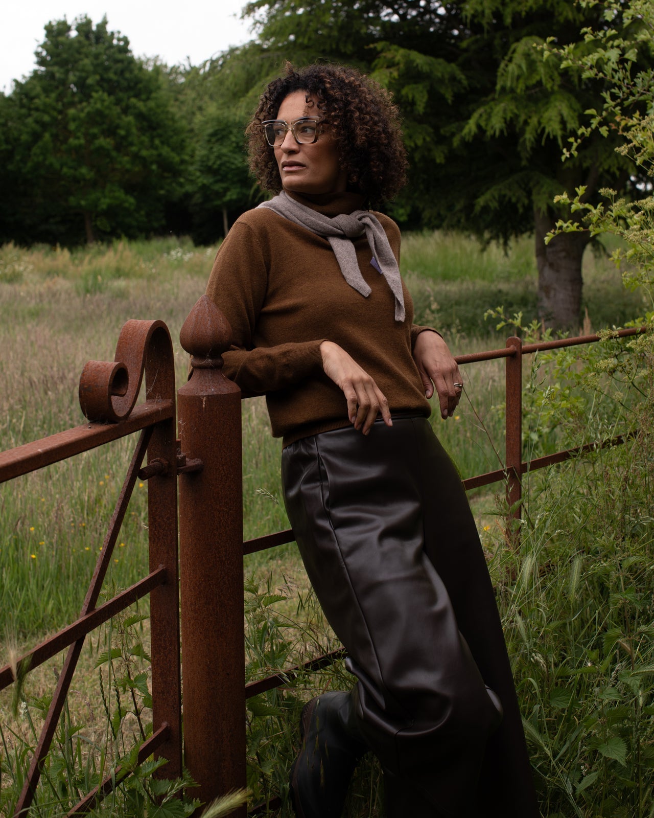 Jane Dark Biscuit Wool Triangle Scarf