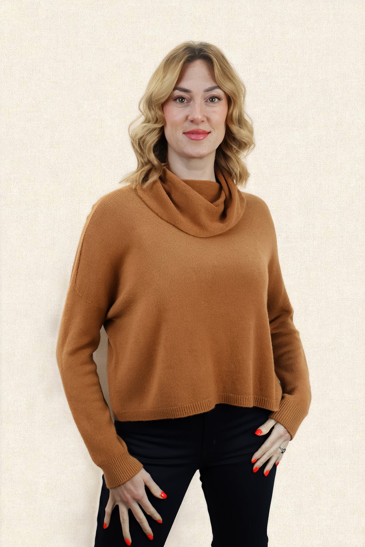 Jannie Toast Cowl Sweater