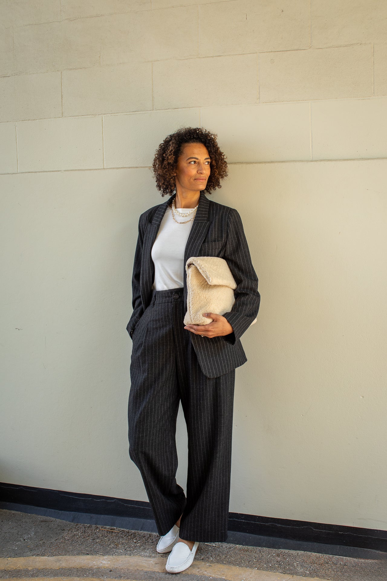 Judith Dark Charcoal Pinstripe Trousers
