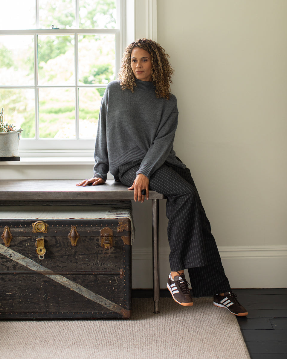 Judith Dark Charcoal Pinstripe Trousers