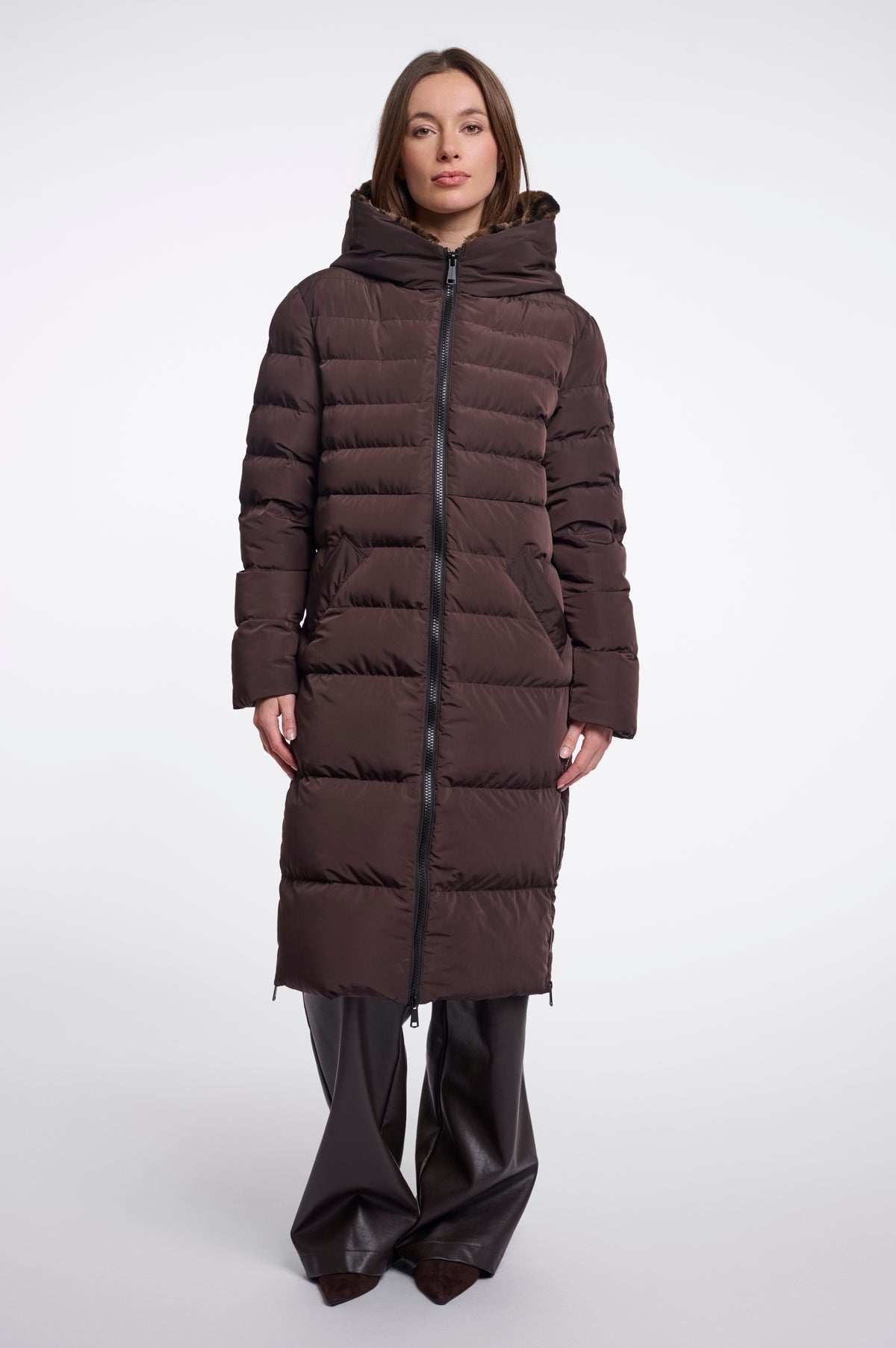 Keilafur Peated Brown Leopard Coat - 7002612