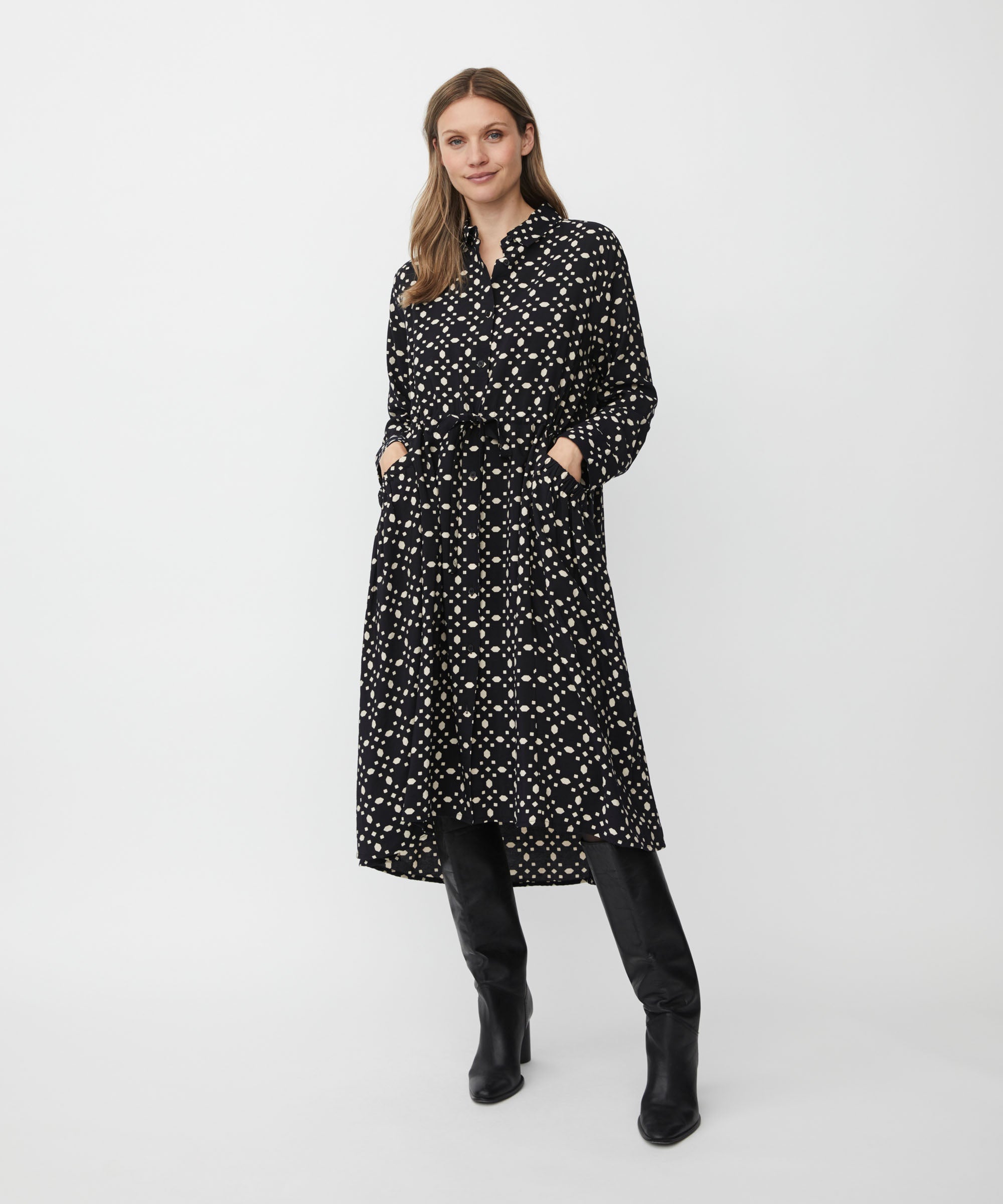 Novany Black Print Dress - 1011496