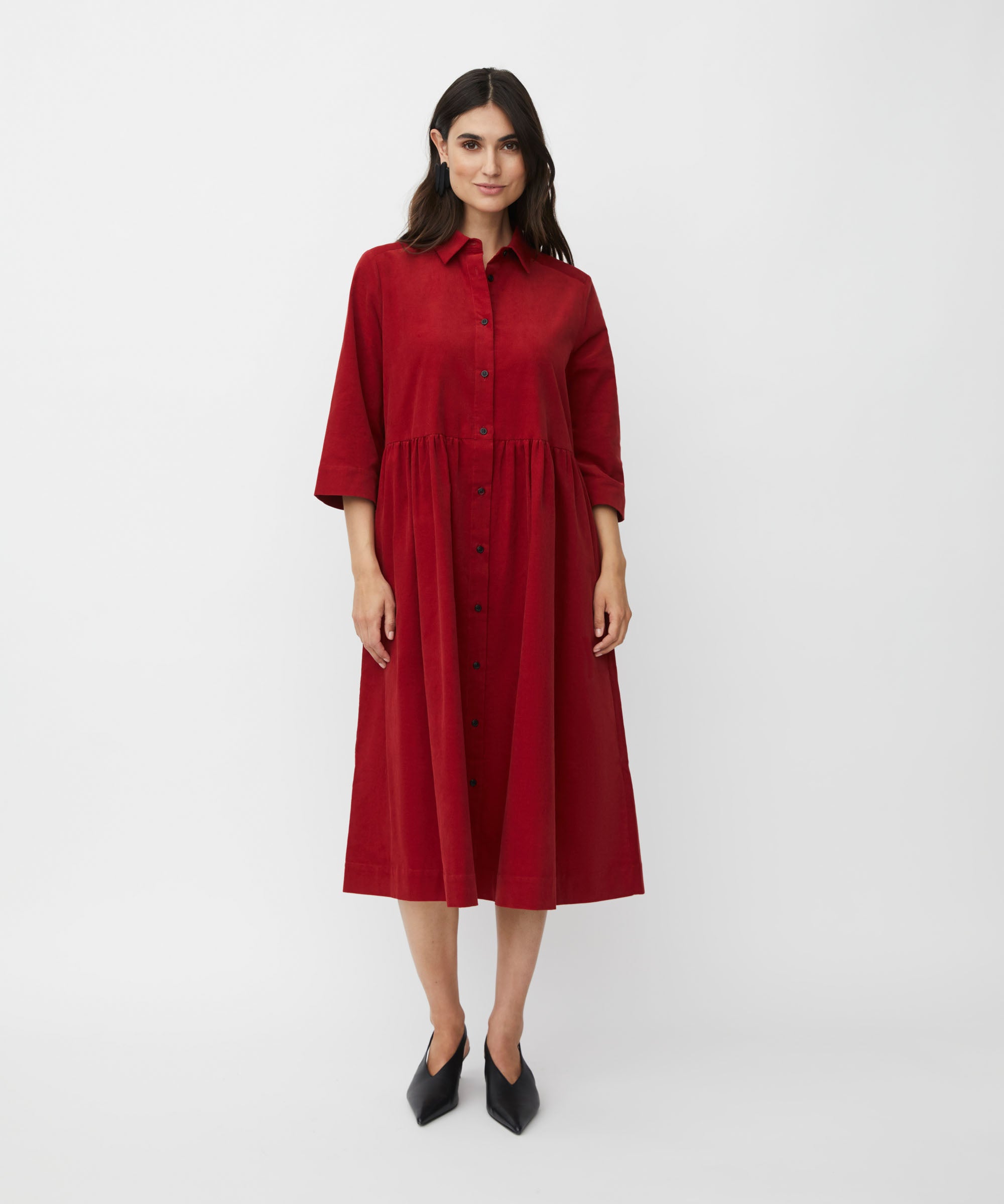 Nynisla Red Dahlia Needlecord Dress - 1011142